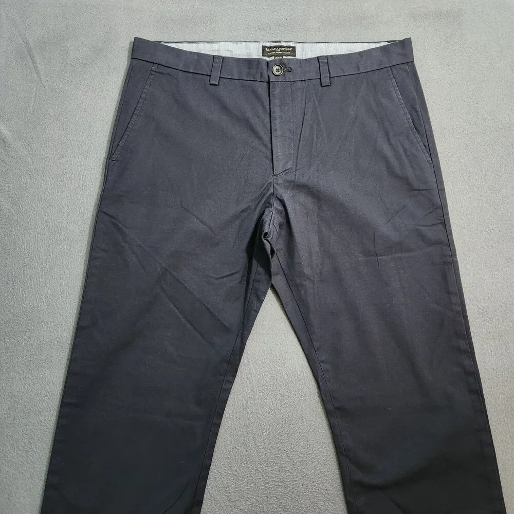 Banana Republic Chino Pants Men 35X34 (37X33) Navy Fulton Skinny Straight Leg